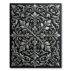 Elegant Silver Baroqe Floral Swirls Rug