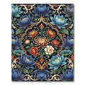 Deep Blue Floral Lotus Garden Rug