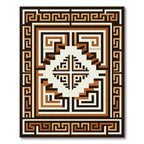 Rustic Geometric Maze Border Rug