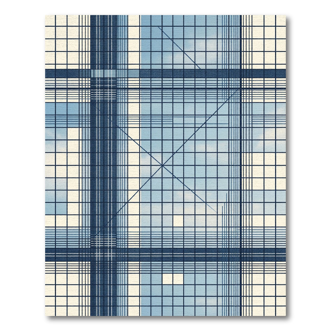 Modern Grid Navy Blue Plaid Rug