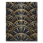 Art Deco Golden Black Sunburst Rug