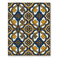Blue and Gold Ornate Scroll Medallion Rug