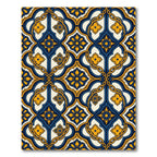 Blue and Gold Ornate Scroll Medallion Rug