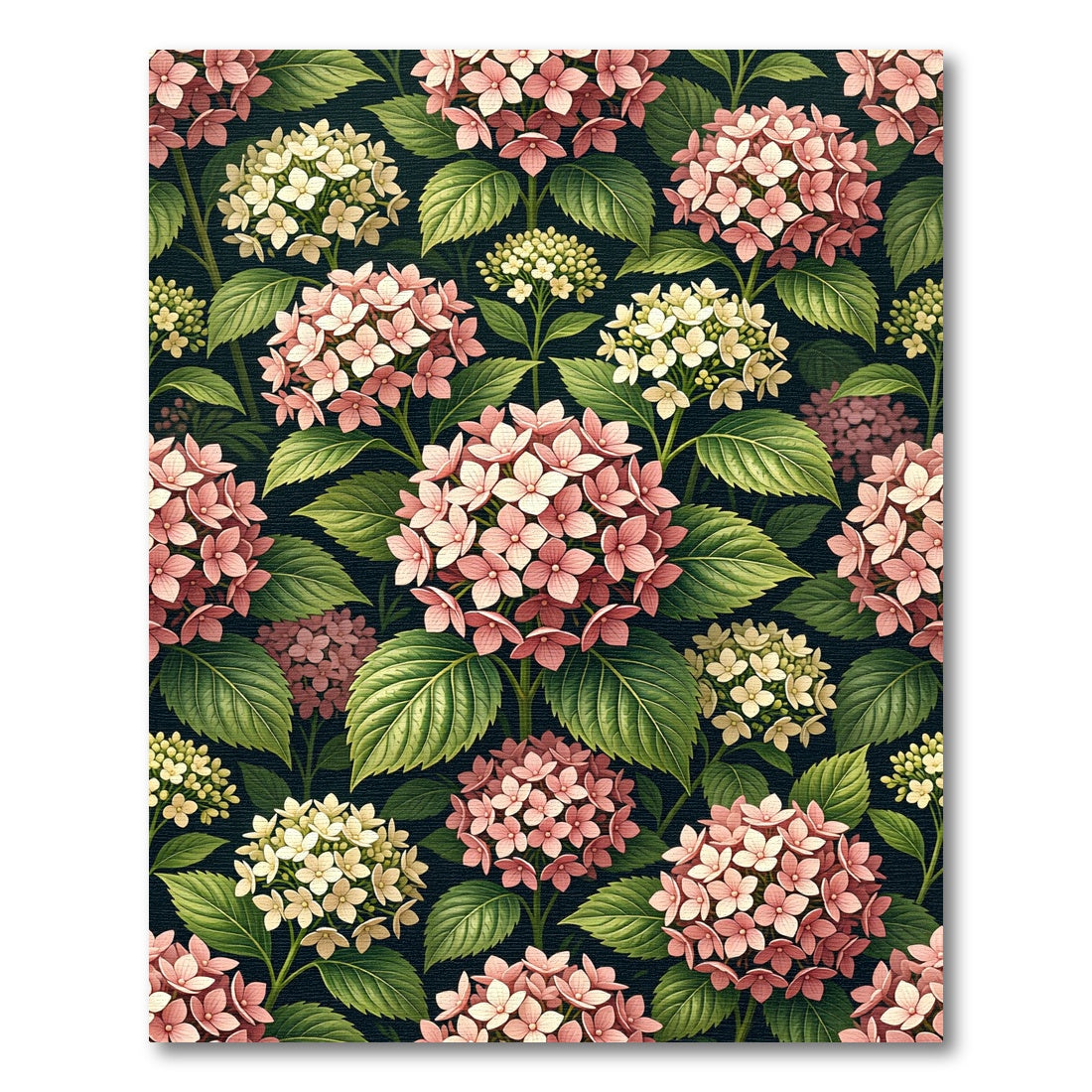 Pink Hydrangea Floral Garden Collage Rug