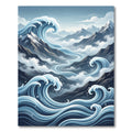 Azure Ocean Mountain Wave Art Rug