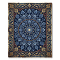 Intricate Blue Floral Gold Medallion Rug