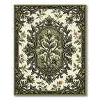 Elegant Sage Botanical Scroll Floral Rug