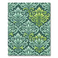 Teal Green Yellow Floral Scroll Rug