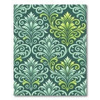 Teal Green Yellow Floral Scroll Rug