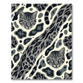 Monochromatic Gray Wild Cat Animal Print Rug
