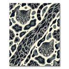 Monochromatic Gray Wild Cat Animal Print Rug
