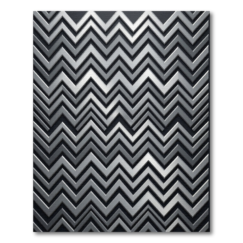 Metallic Silver Zigzag Chevron Rug