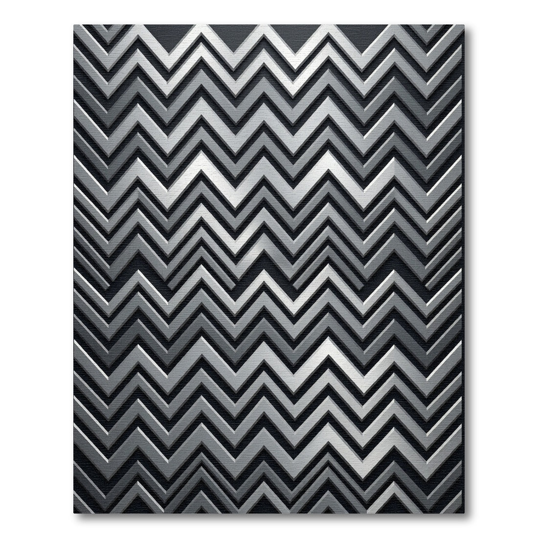 Metallic Silver Zigzag Chevron Rug