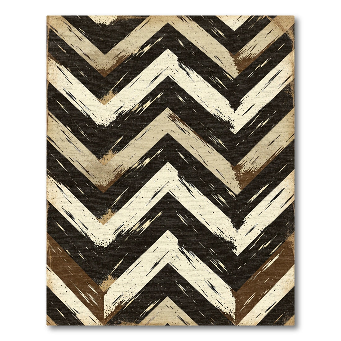 Earthy Chevron Brushstroke Rug