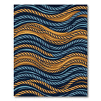 Navy Blue Orange Blue Rope Waves Rug