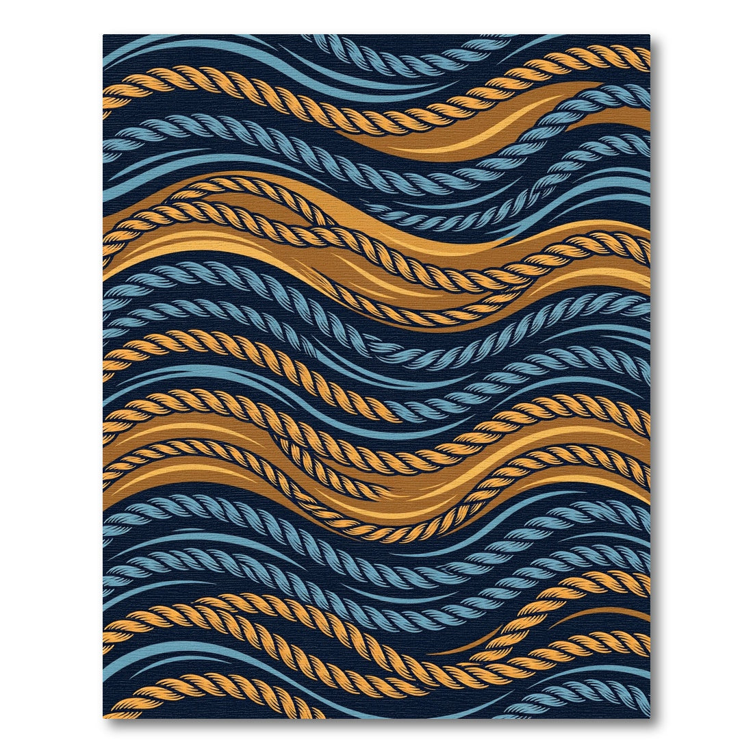 Navy Blue Orange Blue Rope Waves Rug