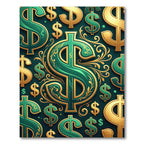 Luxurious Emerald Gold Currency Emblem Rug