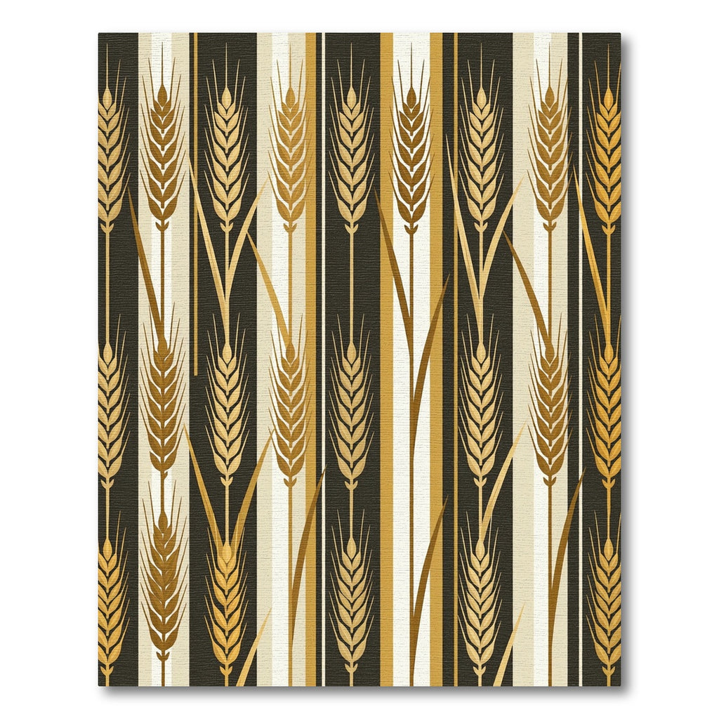 Gold Wheat Stalks Vertical Stripes Rug