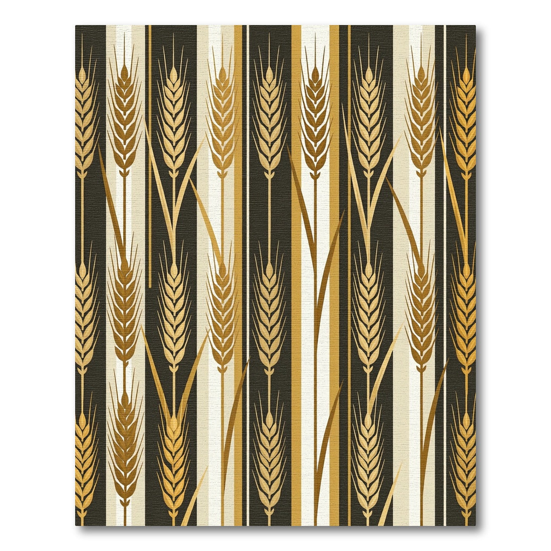 Gold Wheat Stalks Vertical Stripes Rug