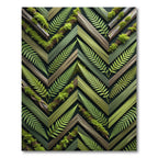 Green Fern Wood Chevron Arrangement Rug