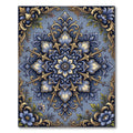 Ornate Vintage Blue Golden Floral Medallion Rug