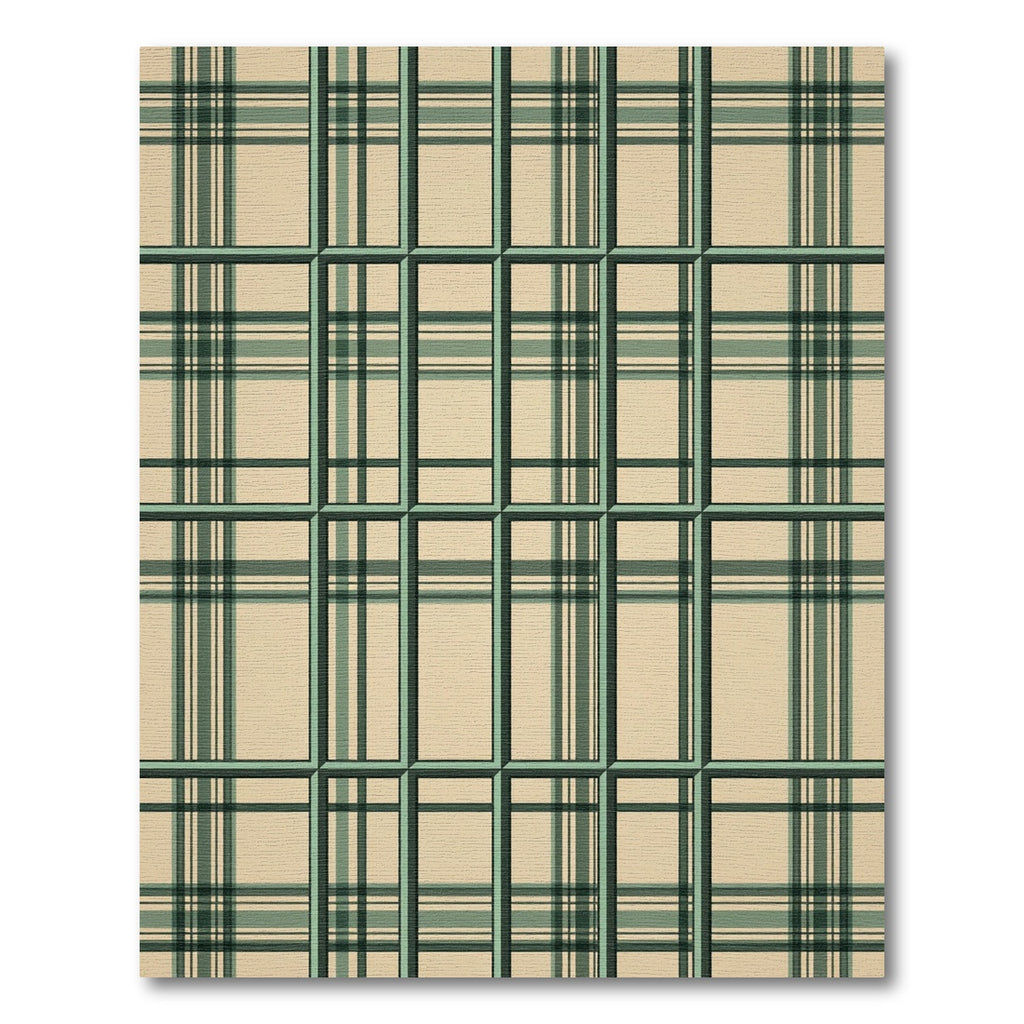 Classic Green and Beige Plaid Rug