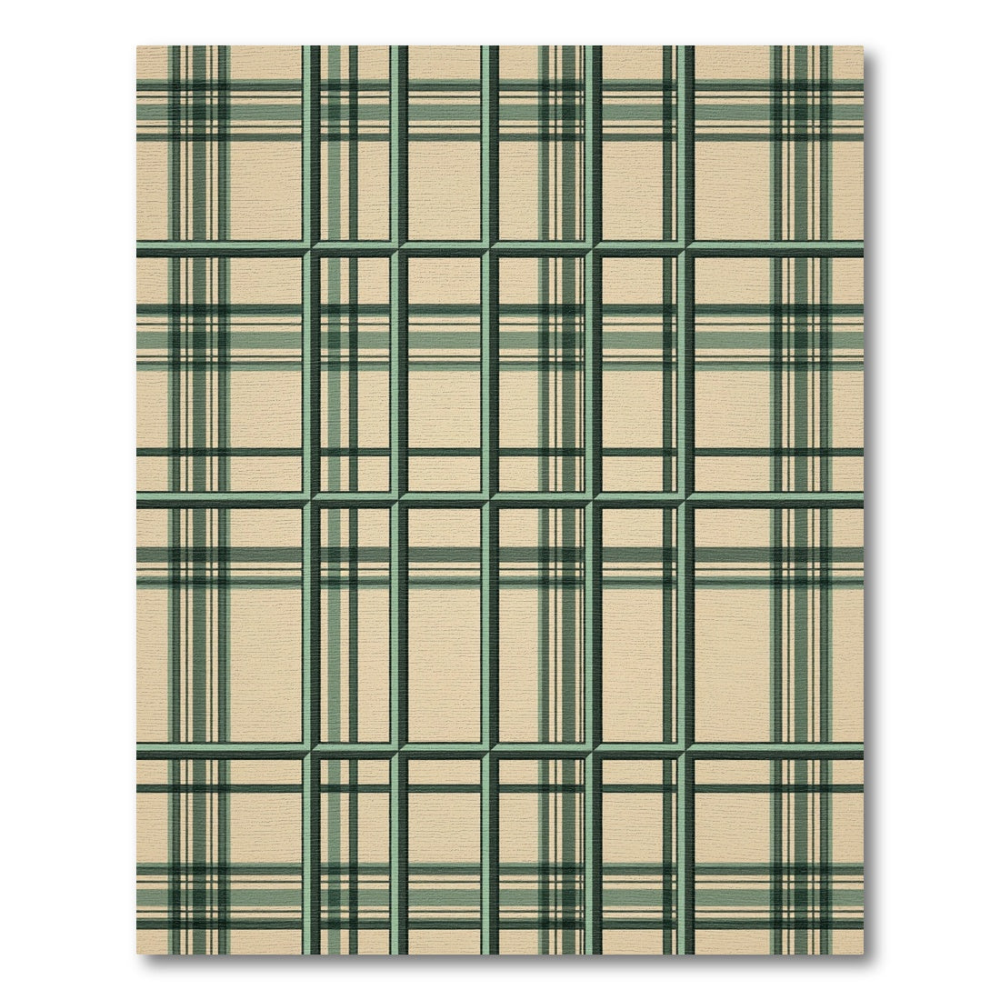 Classic Green and Beige Plaid Rug
