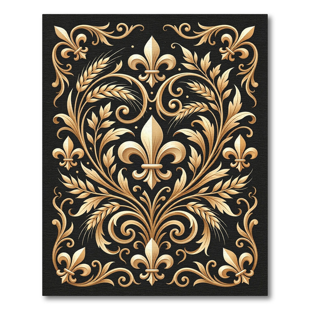 Golden Fleur De Lis Wheat Garland Rug