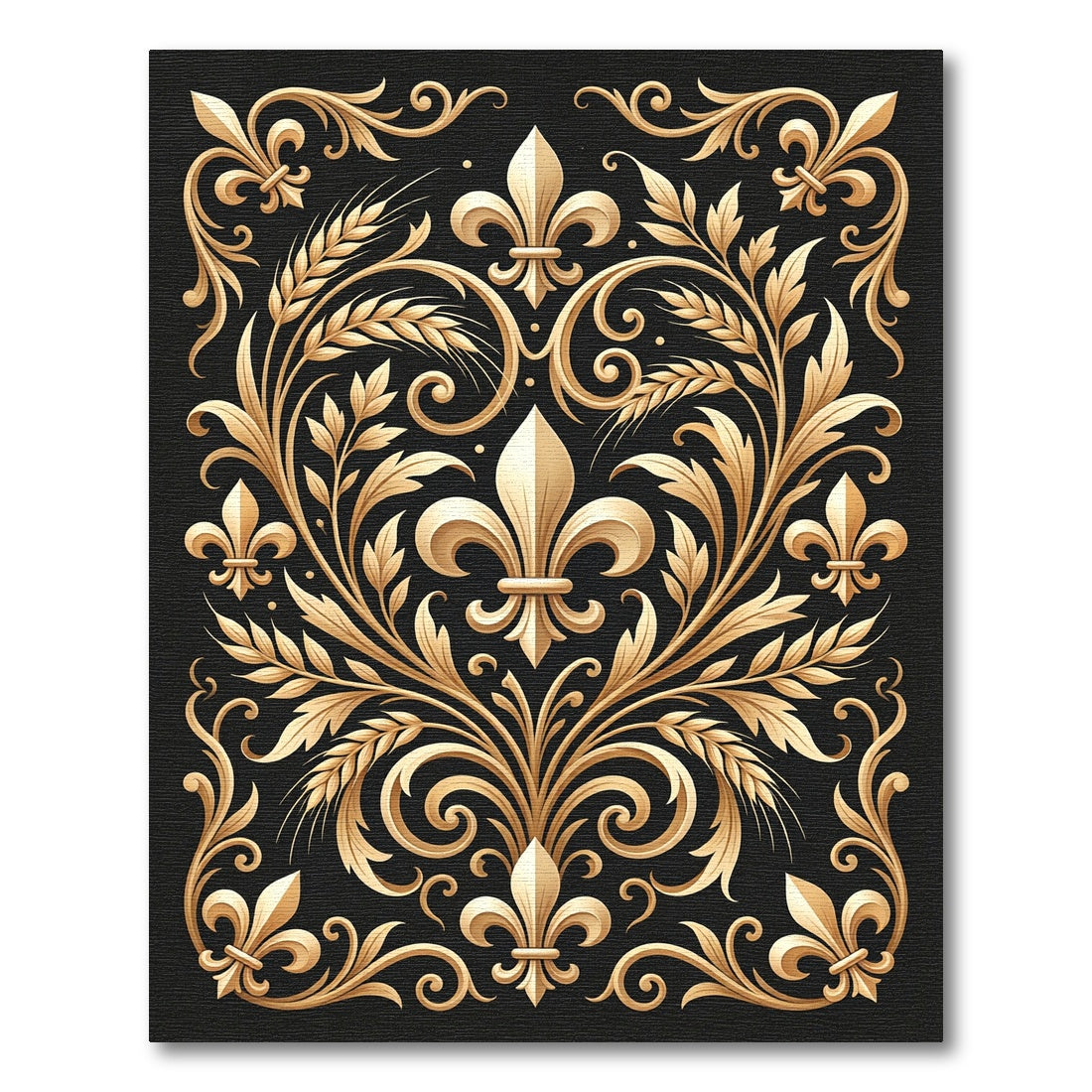 Golden Fleur De Lis Wheat Garland Rug