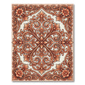 Elegant Terracotta Floral Baroque Scrollwork Rug