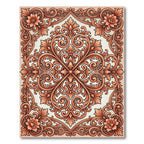 Elegant Terracotta Floral Baroque Scrollwork Rug