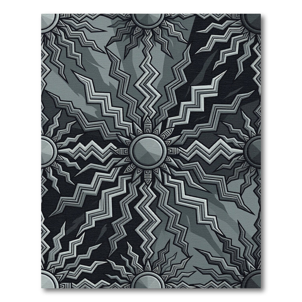 Monochromatic Sunburst Geometric Arrangement Rug