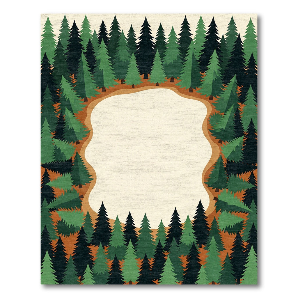 Evergreen Forest Pine Woodland Frame Rug