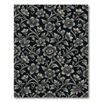 Ornate Black Floral Vine Swirls Rug