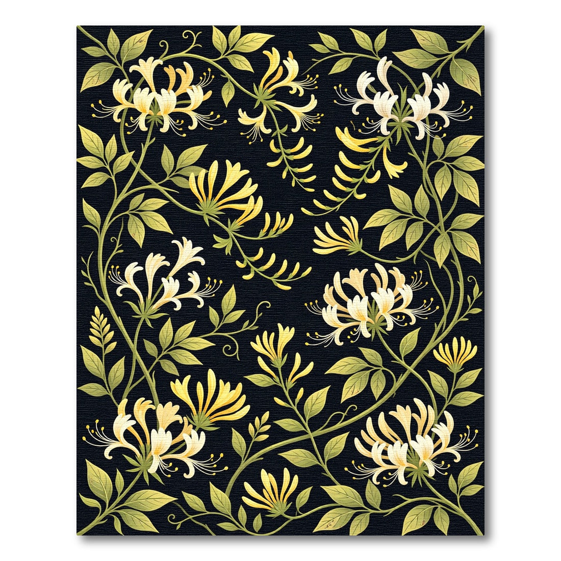 Golden White Honeysuckle Vine Rug