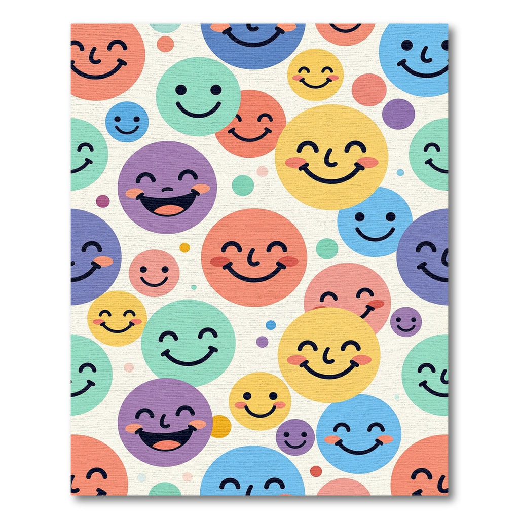 Cheerful Multicolored Happy Face Circles Rug
