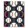 Classic Baseball Striped Navy Dark Red Rug