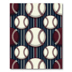 Classic Baseball Striped Navy Dark Red Rug