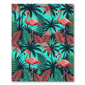 Vibrant Flamingo Tropical Teal Foliage Rug