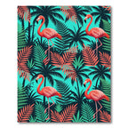 Vibrant Flamingo Tropical Teal Foliage Rug