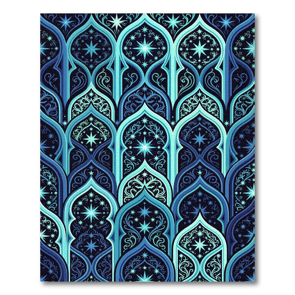 Deep Blue Starry Archway Tapestry Rug