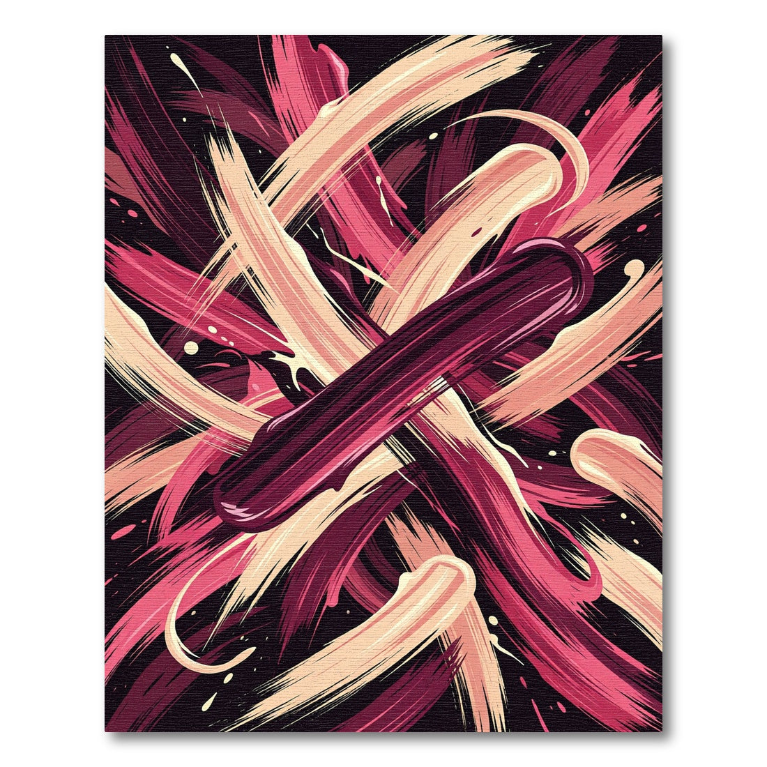 Crimson Pink Abstract Brush Stroke Rug