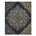 Elegant Gold Damask Charcoal Medallion Rug