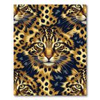 Golden Leopard Face Seamless Pattern Rug