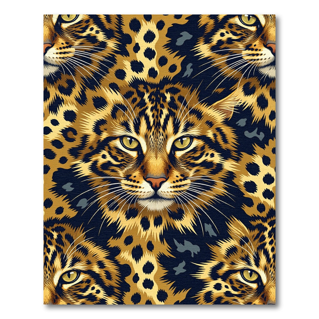 Golden Leopard Face Seamless Pattern Rug