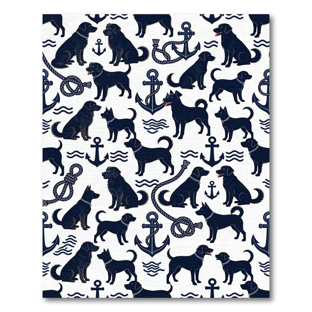 Nautical Navy Dog Anchor Rope Rug