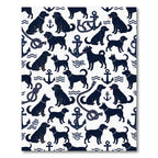 Nautical Navy Dog Anchor Rope Rug