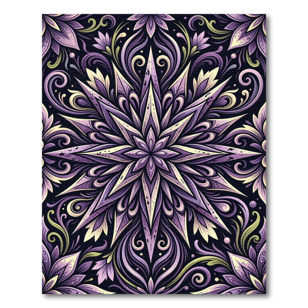 Elegant Lavender Starburst Floral Medallion Rug