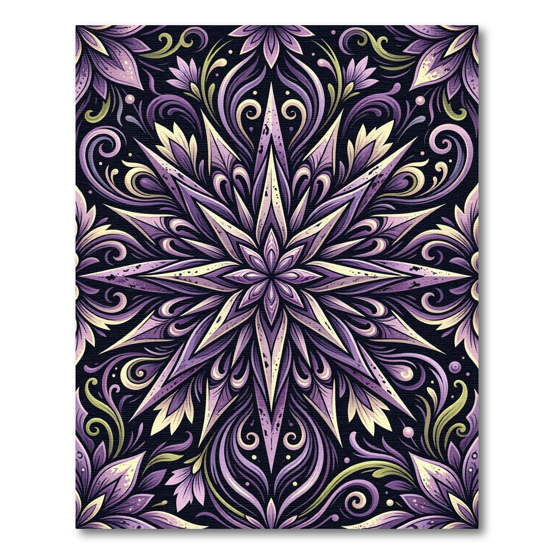 Elegant Lavender Starburst Floral Medallion Rug