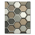 Neutral Geometric Hexagon Tessellation Rug